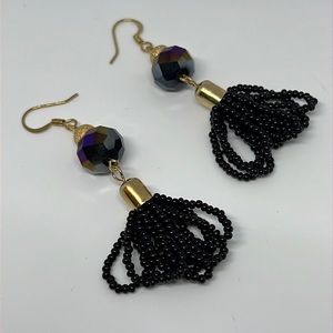 Black Tassel Earrings.